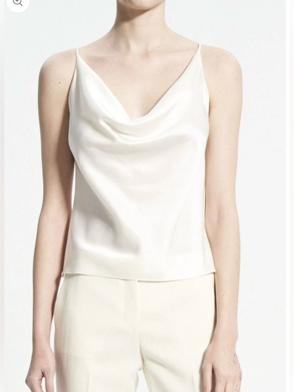 Theory Cowl Neck Cami in Ivory Satin